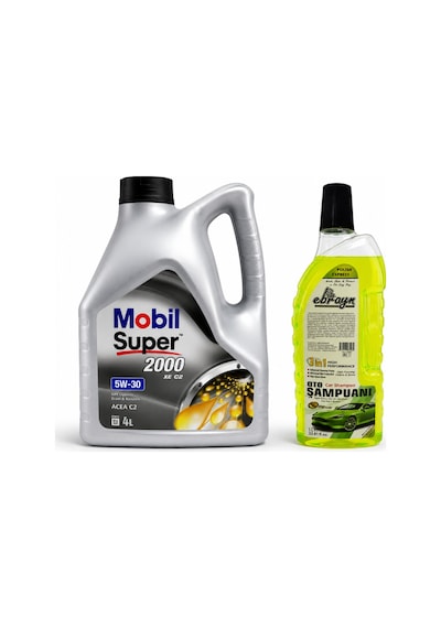 Mobil Süper 2000 XE Acea C2 5W-30 Dpf Motor Yağı 4 L + Oto Şampuan 1000 ML
