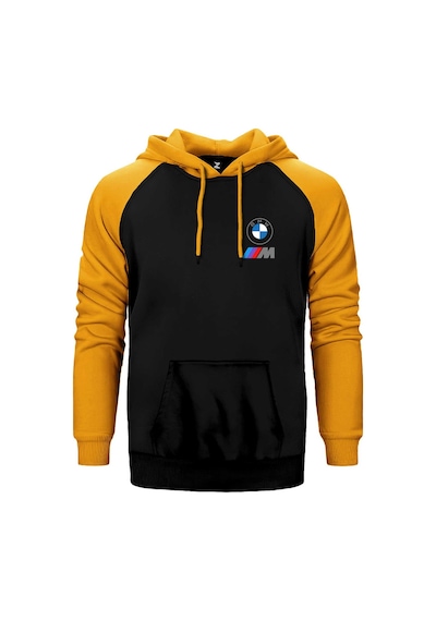 Bmw Logo M Power Sarı Renk Reglan Kol Kapşonlu Sweatshirt Sarı