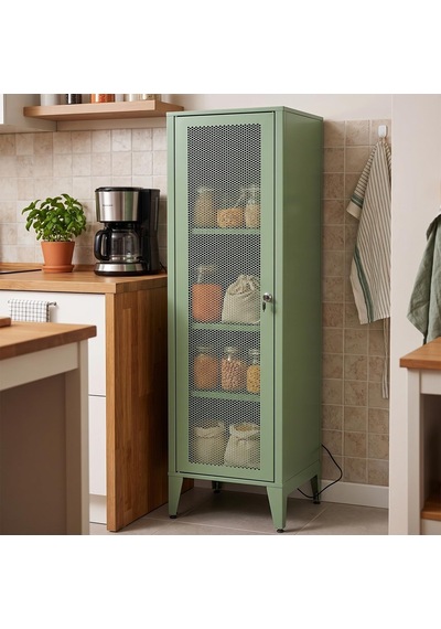 Ziglat 1550 Serisi Kilitli Metal Home Office Dolabı%70 Perfore Kapaklı Yeşil 450x1500x450 Mm