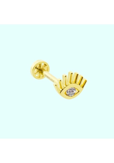 Altın Göz Tragus Piercing 14 Ayar Altın
