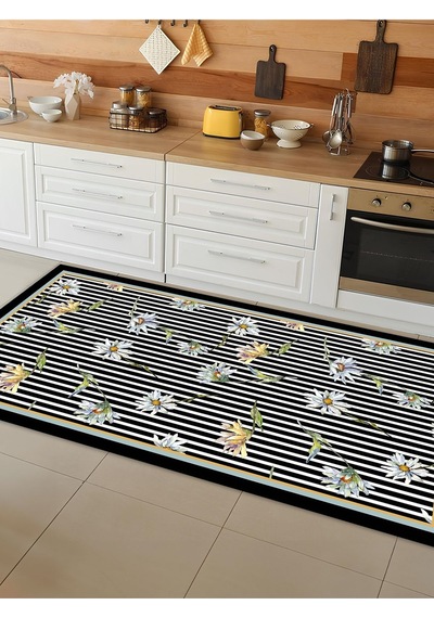 Makinede Yıkanabilir Kaymaz Taban Leke Tutmaz Dijital Baskı Mutfak Halısı 6634m 001