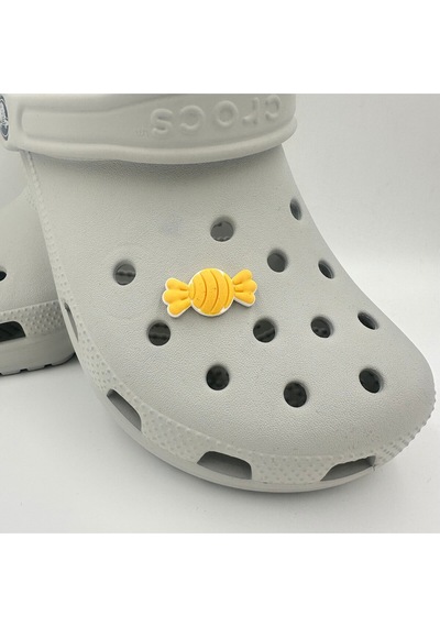 Crocs Terlik Süsü Ve Aksesuarı , Çanta Süsü Jibbitz 3d Kabartma Şeker 06 Görsel Figür Aksesuar Turuncu Beyaz