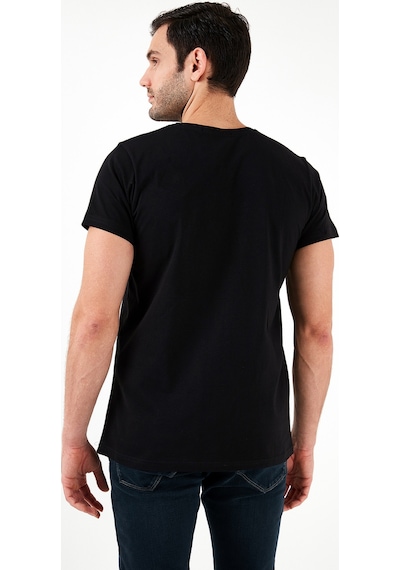 Buratti Pamuklu Slim Fit Bisiklet Yaka Baskılı Erkek T Shirt 541Higher Siyah