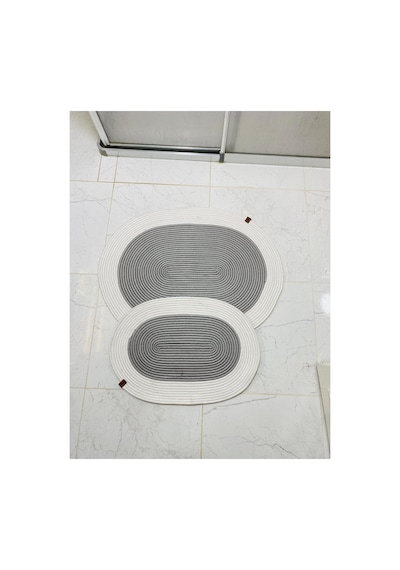 Jüt,hasır,2 Li,banyo Paspas Takımı,bohem Tarzı Banyo Takımı,iskandinav Paspas Gri Beyaz Gri Beyaz