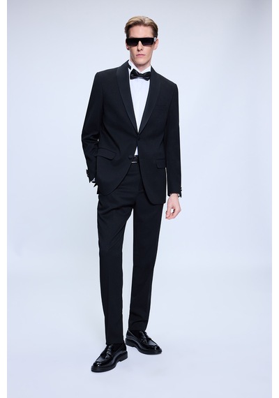 Hatemoğlu Siyah Slim Fit Çıkma Şal Yaka Klasik Damatlık 1996528 Siyah