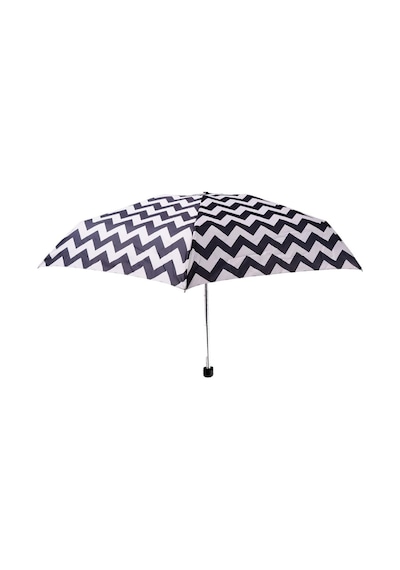 Biggdesign Moods Up Siyah Beyaz Zikzaklı Manuel Mini Şemsiye - Rüzgara Dayanıklı, Hafif, Renkli Tasarım Çok Renkli