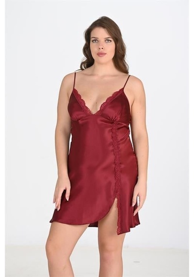 Findit Büyük Beden 2li Bordo Sabahlık Takımı Bigsize Bordo
