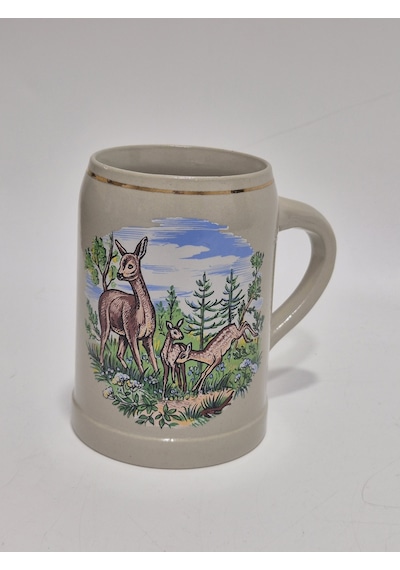 Vintage Tankart Ceylan Figürlü Alman Bira Bardağı 13,5cm