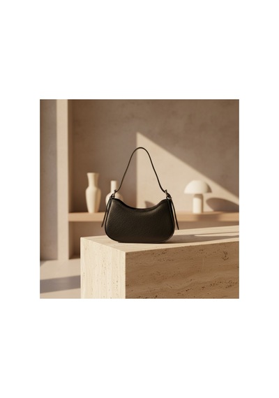 Kadın Baget Omuz Çantası Minimalist Suni Deri Hobo Koltuk Altı Günlük Çanta Kahverengi
