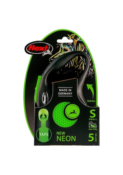 Flexi Newneon Yeşil Parlak Şeritli Otomatik Gezdirme Tasması 5m S Yeşil