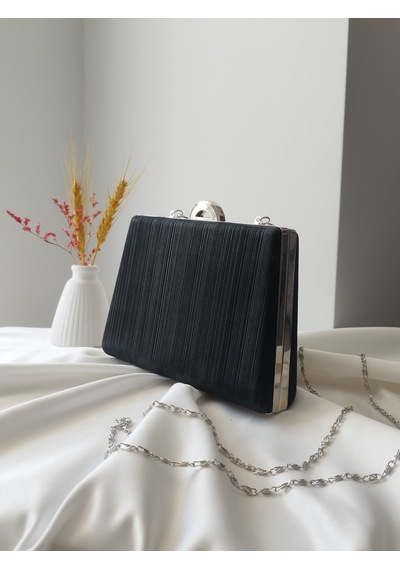 Vivazzaluxe Simli Abiye Düğün Nişan Kadın Clutch Çanta Siyah