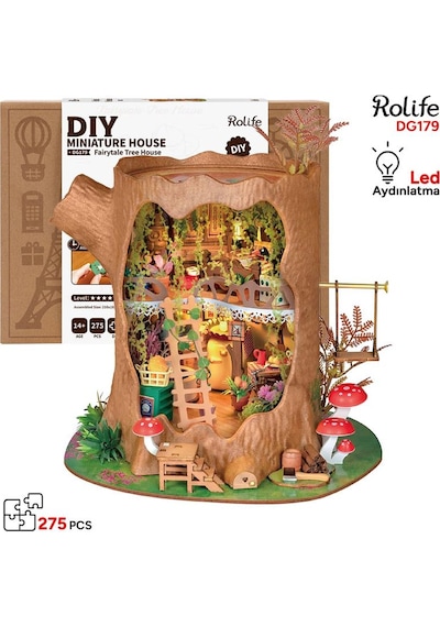 Rolife Dg179 Masal Ağaç Evi Fairytale Tree House Dıy Minyatür Maket Model Seti Mini Dollhouse 3d Model Kit Detaylı Dekoratif Hobi Seti 3d Puzzle Tiny House