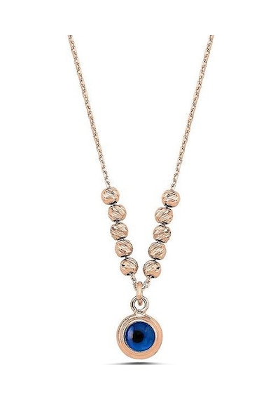 Brezza Lusso Jewelry 925 Ayar Göz Dorika Toplu Rose Gold Kadın Gümüş Kolye 42 Cm 42 Cm