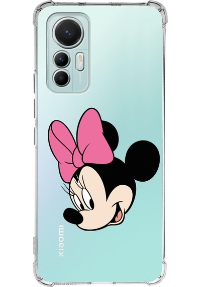 Xiaomi Mi 12 Lite Uyumlu Köşe Korumalı Antişok Kapak Minnie Mouse Tasarımlı Şeffaf Silikon Kılıf
