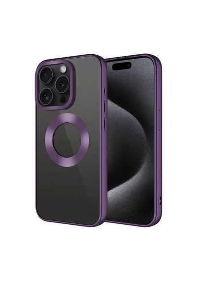 Apple Uyumlu iPhone 15 Pro Max Tek Kamera Çerçeveli Logo Gösteren Zore Omega Kılıf-derin Mor Derin Mor