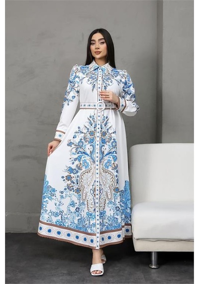 Neşeli Butik Kadın Tasarım Gömlek Elbise Nbms25016 Mavi