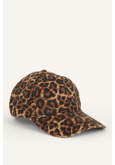 Defacto Kadın Leopar Desenli Pamuklu Cap Kahverengi Şapka H6748ax26wnbn66 Kahve-bn66