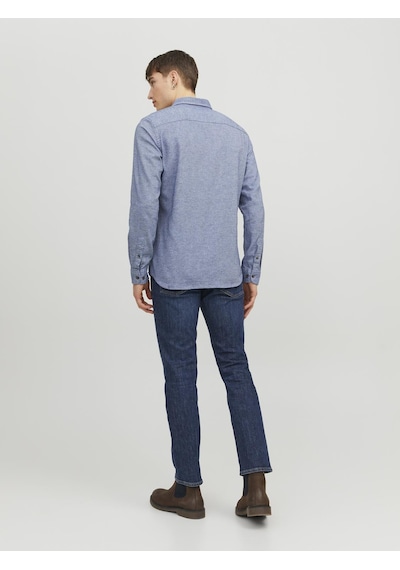 Jack & Jones Erkek Dügme Kapamali Düz Renk Gömlek - Classic - 12235974 Faded Denim