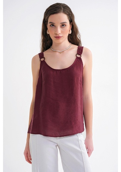 Mixray 4666 Kadın Toka Detaylı Modal Bluz Bordo Bordo