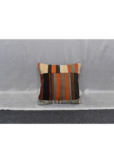 Zehra Abla Halı Yeni El Dokuma Patchwork Kırkyama Dekoratif Kilim Kırlent Yastık Kılıfı 6436 Çok Renkli