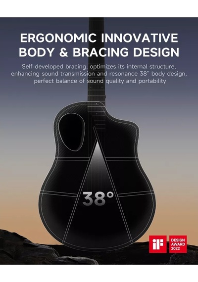 Donner Rısıng-g1 Carbon Fiber Akustik Gitar Seti Parlak Siyah