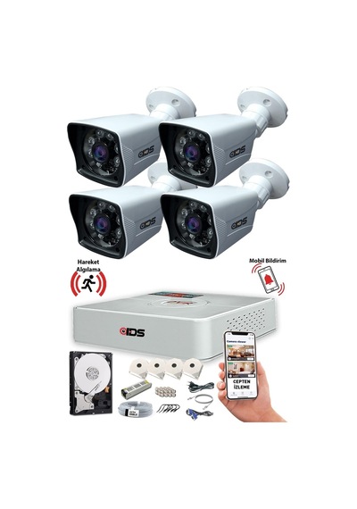 Ids - 4 Kameralı 1080p Fullhd 5mp Sony Lensli Kamera Seti - A1546