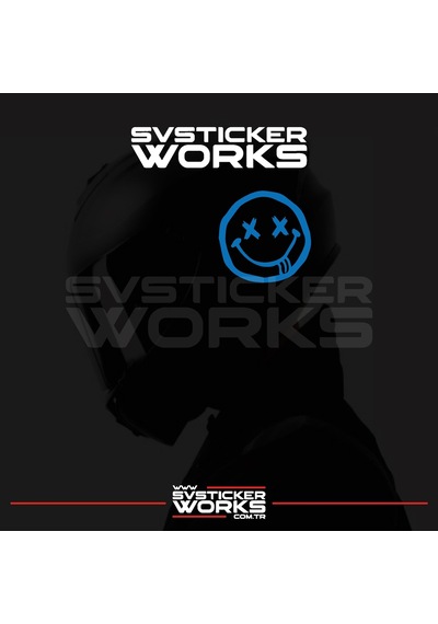 Smile Yazılı Kask Sticker Tüm Kasklar Uyumlu Tek Yön 1 Adet Mavi