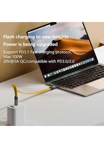 Usb C To Usb C Esnek Fpc Kablo 80cm, 100w Pd Hızlı Şarj, Usb 3.2 20gbps Veri, 8k 60hz Video, Dzd