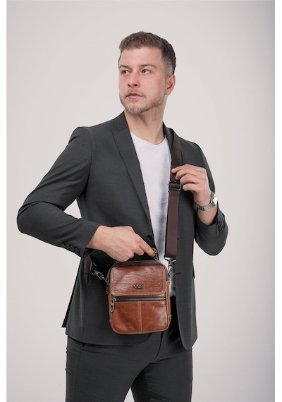 Ççs 31604 Hakiki Deri Askılı Çanta Kahve