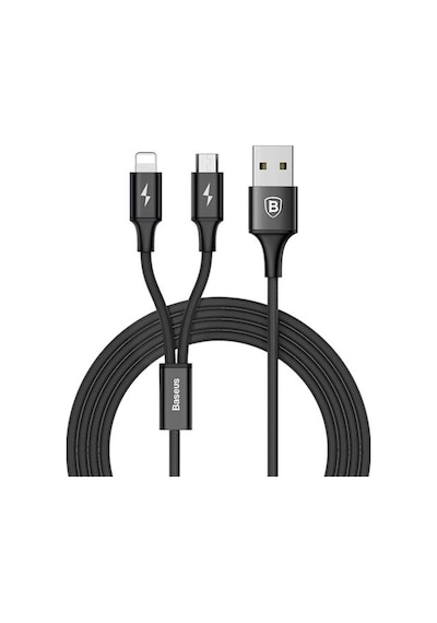 Baseus Rapid Series 2In1 Apple iPhone Uyumlu+ Micro Usb 3.0A Usb Kablo Şarj 1