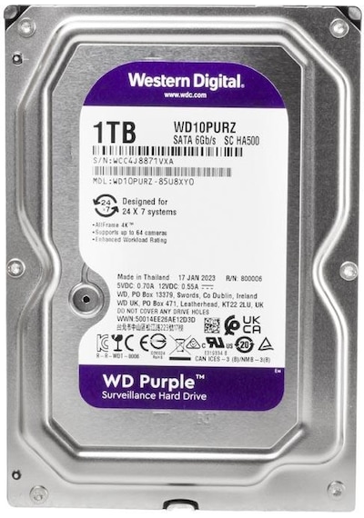 Western Digital Purple Wd10purz 1 Tb Sata 6gb/s 7-24 Güvenlik Harddisk