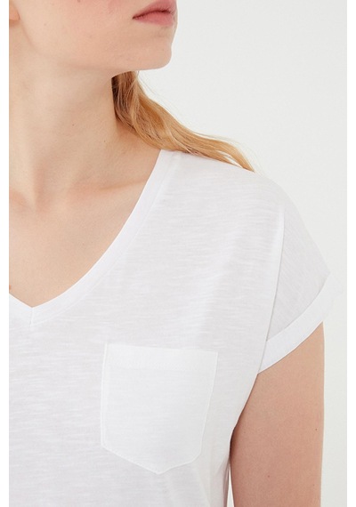 Mavi M1600961-620 Kadın T-shirt M1600961-620-R0198 Beyaz