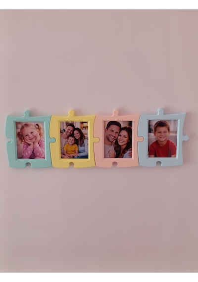 Magnet Fotoğraf Çerçevesi 4 Lü Set Puzzle Tasarım Buzdolabı & Masaüstü