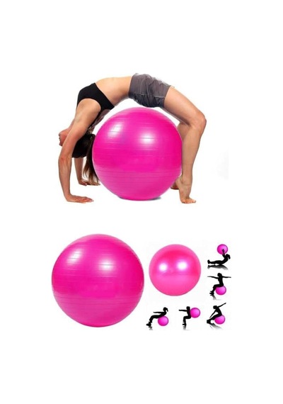 Ayla Stand 65 Cm Pilates Topu, Pembe, Pompa Dahil