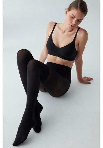 Siyah Over Knee Külotlu Çorap Siyah