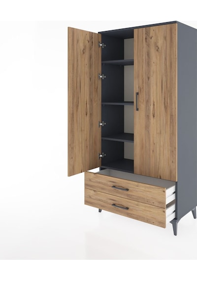 Hyperion Dolap 4 Raflı 2 Çekmeceli 2 Kapaklı 88x44x182 Antras... Antrasit Hyperion Dolap 4 Raflı 2 Çekmeceli 2 Kapaklı 88x44x182 Antras... Antrasit