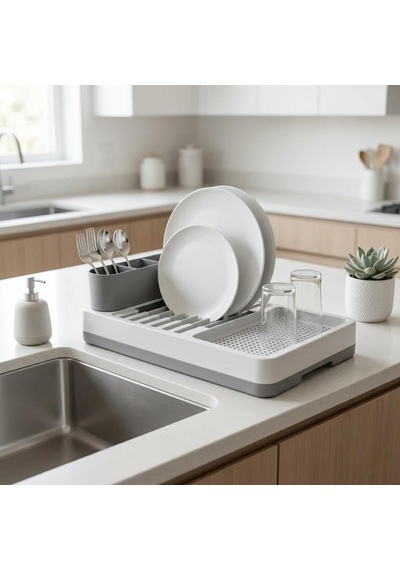 Deinhaus Tezgah Üstü Bulaşık Kurutmalık, Çok Bölmeli Tabak Ve Bardak Düzenleyici, Kaşıklıklı Mutfak Organizer 42 Cm Diğer