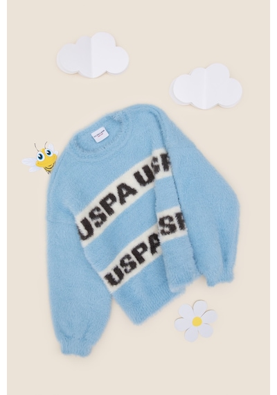 U.S. Polo Assn. Kız Çocuk Açık Mavi Bisiklet Yaka Kazak 50291645-VR083