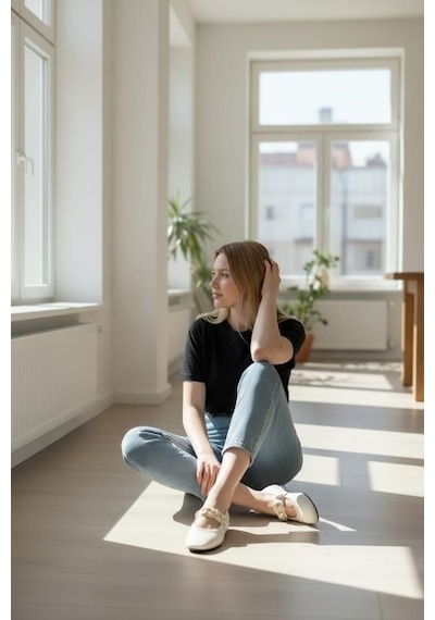Huzurlu Adımlar Midye Desen Babet Krem