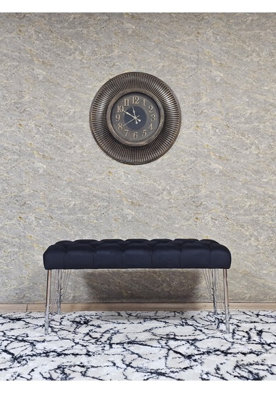 Zafir Krom Tel Ayaklı 90 Cm Puf Bench - Puf - Bench - Kasalı Oturak - Oturak - Yatak Ucu Puf Siyah