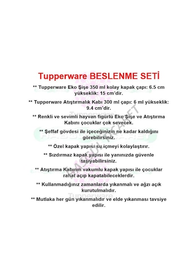 Tupperware Beslenme Seti Eko Şişe 350 Ml Suluk Atıştırmalık Kabı