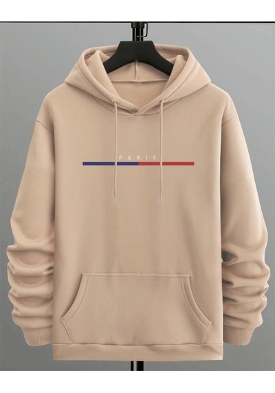 Uyguntarz Unisex Paris Baskılı Oversize Sweatshirt Bej