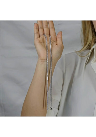 Modagümüşevi Pırlanta Tasarımlı 925 Ayar Gümüş Su Yolu Kolye 3.5 Mm - 55 Cm