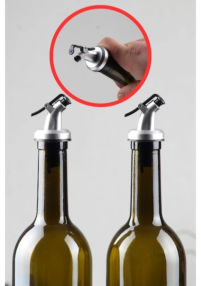 2'li 750 Ml Zeytinyağı Sıvıyağ Şişesi Yağdanlık Yağlık Siyah Etik