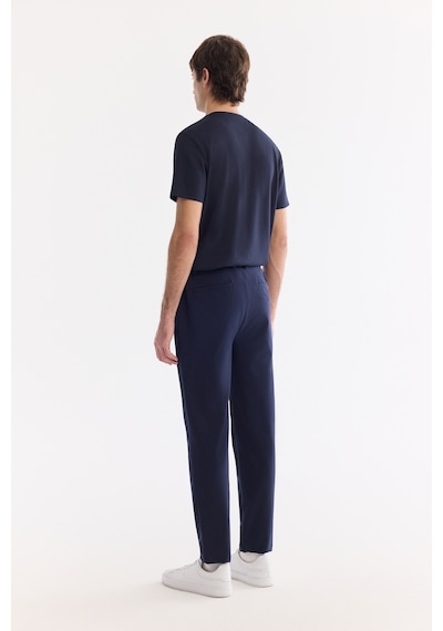 Avva Erkek Lacivert Yanı Lastikli Kırışmaz Teknik Kumaş Slim Fit Chino Pantolon A61y3077