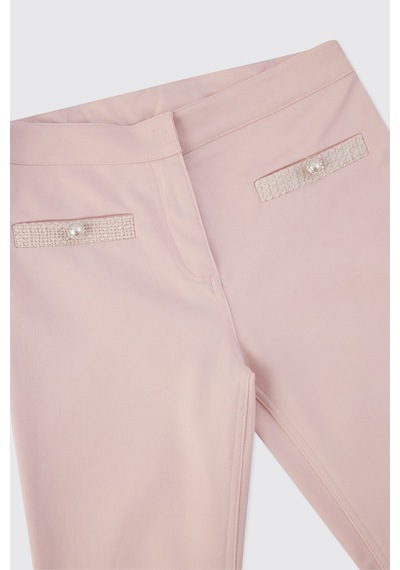 Panço Kız Çocuk Süs Cepli Pembe Pantolon