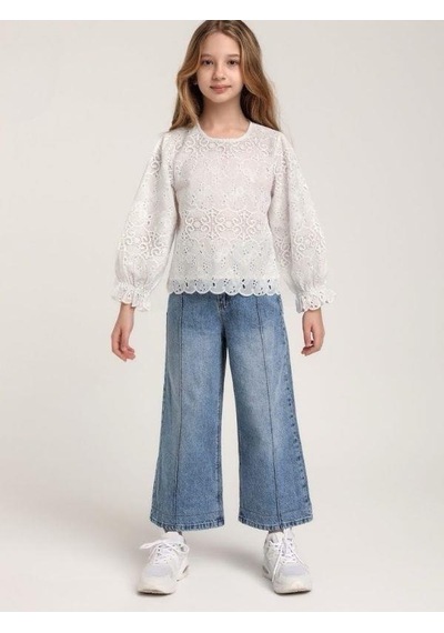 Escabel Kız Çocuk Yüksek Bel Yumuşak Dokulu Bel Ayar Lastikli Geniş Paça Kot Pantolon-15654 Mavi Escabel Kız Çocuk Yüksek Bel Yumuşak Dokulu Bel Ayar Lastikli Geniş Paça Kot Pantolon-15654 Mavi