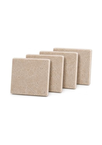Doğal Taş Bardak Altlığı Seti, 10x10 Cm Ölçülerinde 4 Adet 124-Pembe