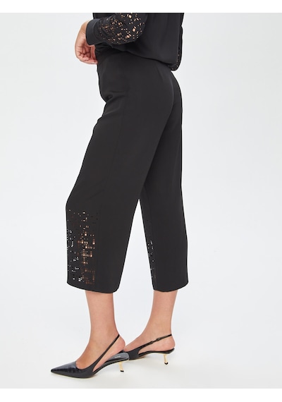 Faik Sönmez Paçası Delik İşli Wide Leg Fit Pantolon 69467 U6946710 Siyah