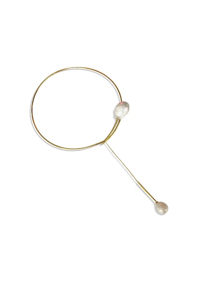Barok İnci Gold Sarkıt Gümüş Gerdanlık Gümüş
